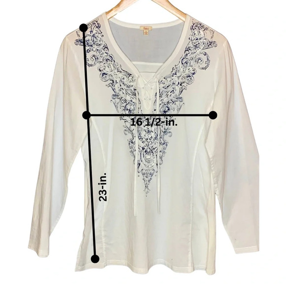 Reba Tie-Front Tunic Blouse with Rhinestones - Picture 3 of 3